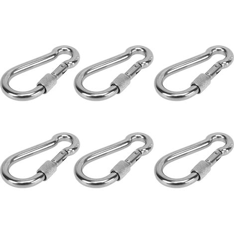 6 Crochets à Ressort en Acier Inoxydable 7MM - Idéal pour Camping, Randonnée et Accrochage Extérieur (1/5)