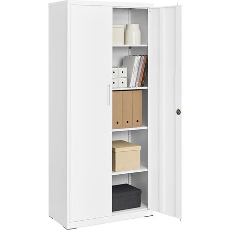 Armoire de rangement en acier placard de bureau à 5 niveaux 40 x 80 x 180 cm double porte meuble de rangement pour garage bureau robuste gris (1/4)