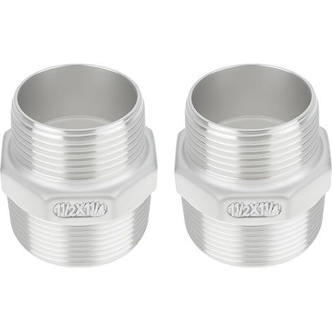 Lot de 2 Raccords Réducteurs NPT Mâle 1-1/2" vers 1-1/4" Hexagonaux Acier Inox 304 pour Plomberie et Industrie (1/5)