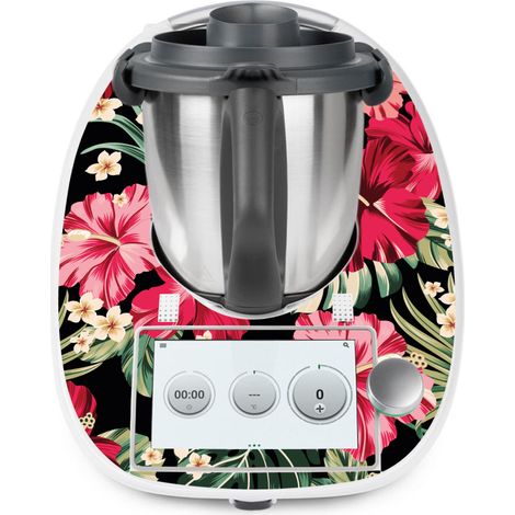 Stickers Thermomix TM6 - Fleurs tropicales - Adhésif MAT (1/2)