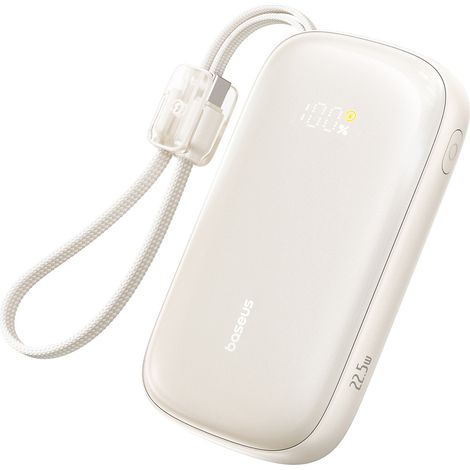 Batterie externe 20 000 mAh 22,5 W avec écran et câble EnerFill FC21 Qpow 3 Ultra - beige (1/5)