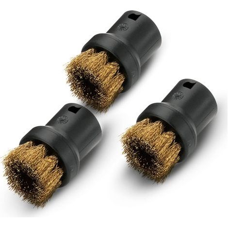 Ensemble de brosses rondes pour nettoyeur vapeur avec poils en laiton, noir, 4,0 cm x 2,5 cm (1/4)