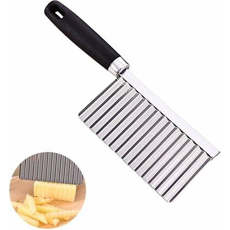 Couteau ondulé, Coupe Frites en Acier Inoxydable, Couteau de Tranches de Pomme de Terre pour Frites, Légume, Carotte, Oignon, Concombre (1/5)