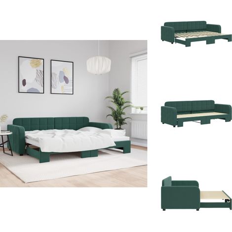 Tagesbett Ausziehbar Dunkelgrün 80x200 cm Samt - Sofa Mit Bettsfunktion - Schlafsofa - Gästebett - Tagesbett - Wohnzimmer Möbel (1/5)