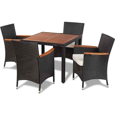 Maison Exclusive - Set da Pranzo da Giardino 5 pz con Cuscini in Polyrattan Nero (1/5)