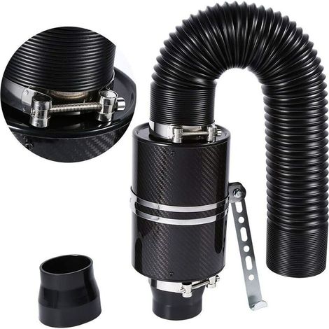 Adaptateur de voiture de filtre à air froid en fibre de carbone pour filtre télescopique noir adapté à la voiture (1/5)