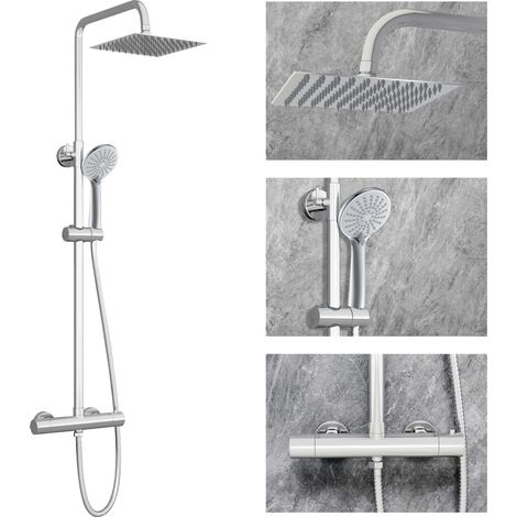 SKY Bathroom Thermostatic Exposed Shower Mixer Twin head Large Bar Set Chrome