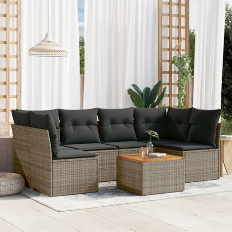 vidaXL Set Divani da Giardino 7 pz con Cuscini Grigio in (1/3)