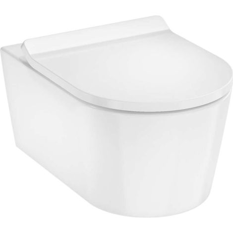 Hansgrohe EluPura S - Inodoro suspendido con asiento SoftClose, Rimless, AquaHelix Flush, EcoSmart, blanco 60344450 (1/4)