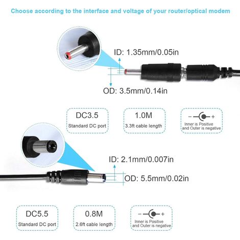 Câble d'alimentation USB vers CC, câble élévateur USB vers CC 5V vers 9V/12V, avec affichage numérique réglable, longueur de câble USB 5521m, noir, 0,8m. (1/4)
