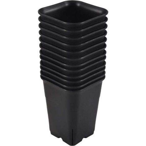12 PièCes SéRies-Pack Pot de Plantes Succulentes en Plastique Carré Noir pour Fleurs Cactus, Etc., PéPinièRe
