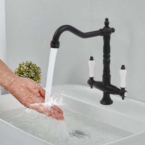 Rubinetto lavello retrò due manopole, rubinetto cucina, rubinetto lavabo, rubinetto bagno (1/4)