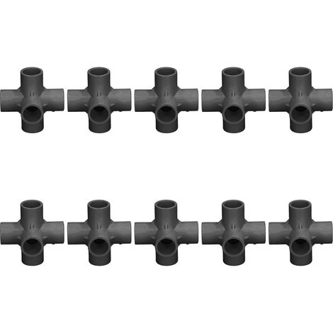 10 raccords PVC noirs, angle 6 voies pour tube de 25mm de diamètre intérieur, coude en plastique pour tuyauterie (1/5)