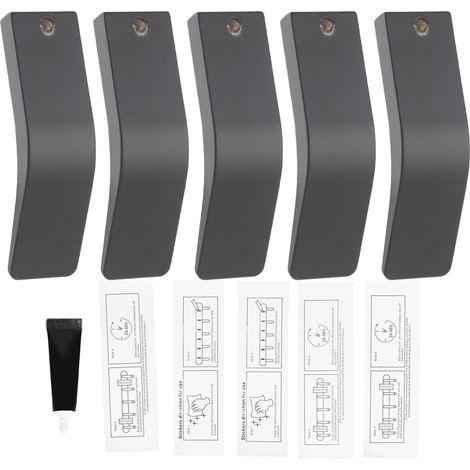 Toallero de pared con 5 ganchos metálicos en forma de V: soporte adhesivo para toallas que se instala sin taladrar, ideal para cocina, baño y oficina (paquete de 5, negro). (1/5)