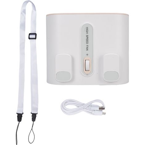 Tragbarer Ventilator mit integrierter Lampe, Gürtelclip, Kabel, 6000-mAh-Akku, beige, für Kinder (1/5)