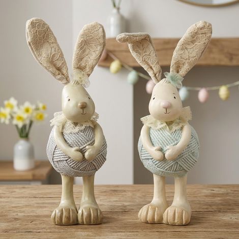 Springtime Duo Standing Rabbit Ornament (1/3)