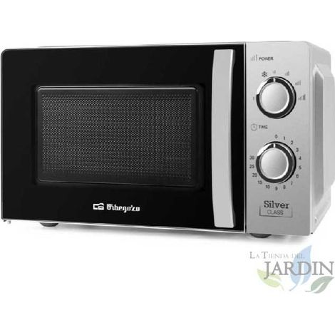 Microondas Orbegozo 20L, Color Plateado, 700W, 6 Niveles de Potencia