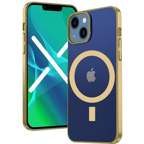 Funda para iPhone 13, funda híbrida MagSafe de Erbord, color dorado. (1/5)