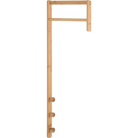 Porte-manteau mural TRENTO – Bambou naturel ou métal noir-blanc-Beige (1/4)