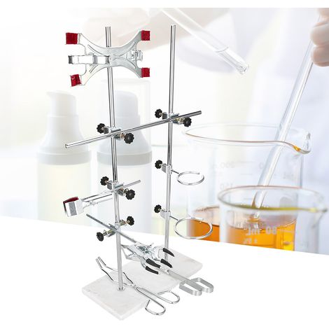 Support expérimental multifonctionnel, cadre en fer à double pôle, pour l'enseignement de la chimie et de la biologie, 03003 (1/4)