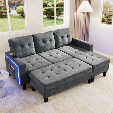 canapé salon convertible lit 156x115 modulable gris OKMYHOME (1/5)