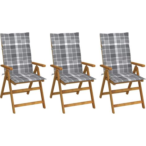 vidaXL Chaises pliantes 3 pièces avec coussins en bois d'acacia massif (1/5)