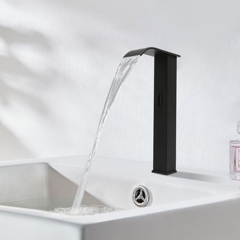 Infrarot Sensor Waschtischarmatur Wasserhahn Bad Einhand-Mischbatterien Schwarz (1/5)
