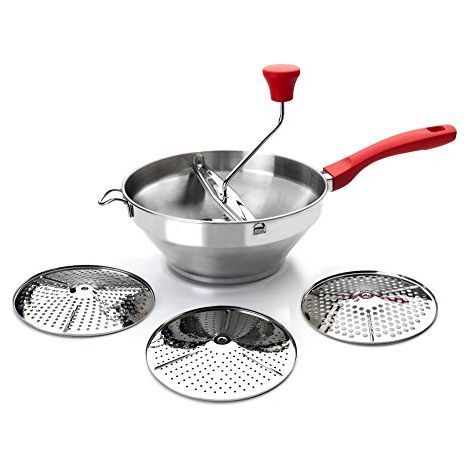 IBILI PASAPURES Luxe 3 DISCOS 20 CM, Acciaio Inossidabile, Argento/Rosso (1/3)