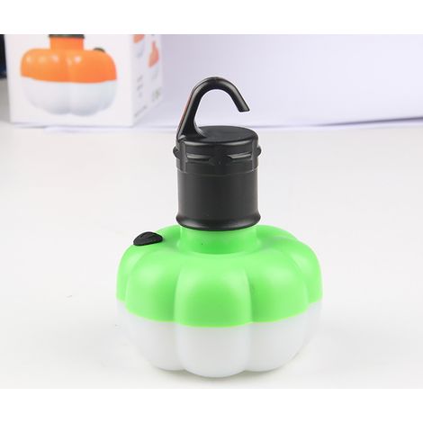 Lampe de camping portable miniature LED en forme de citrouille, à suspendre sous une tente (verte) (1/4)