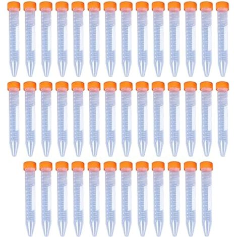 40 pièces Tubes à Centrifuger 15 ml, Tubes à Essai Coniques,Tubes à Centrifuger en Plastique Orange avec Bouchon à Vis Récipient à Echantillon Gradué Tubes à Echantillon (1/4)