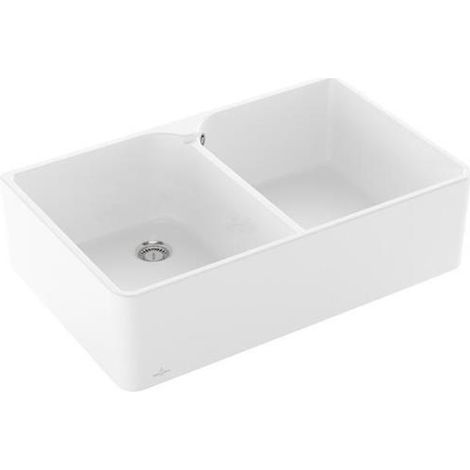 Évier VB 80 x 220 x 795 mm avec égouttoir. Évier avec insert en céramique. Blanc alpin cplus