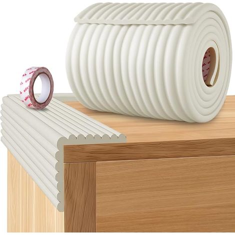 Bandes de Sécurité en Mousse, Bande Protection De Bord d-e Type W, Autocollantes pour Enfants, Tableau, Chaise, Meubles, Escalier(Blanc) (1/5)