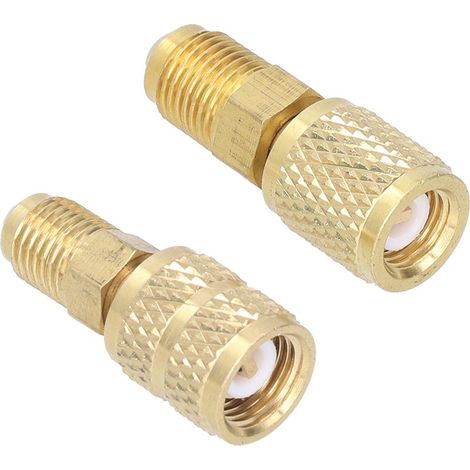 Ortviai 1/4 SAE Hochdruck-Messingadapter R410A auf R22 für Klimaanlagen, 2-teiliges Set mit Silikonstopfen (1/5)