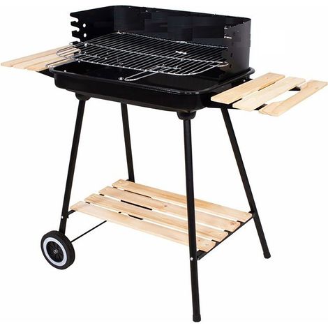 Barbecue a Carbone Esteban 104x46x88,5 cm con Griglia in Acciaio Inox e Paravento Nero (1/2)
