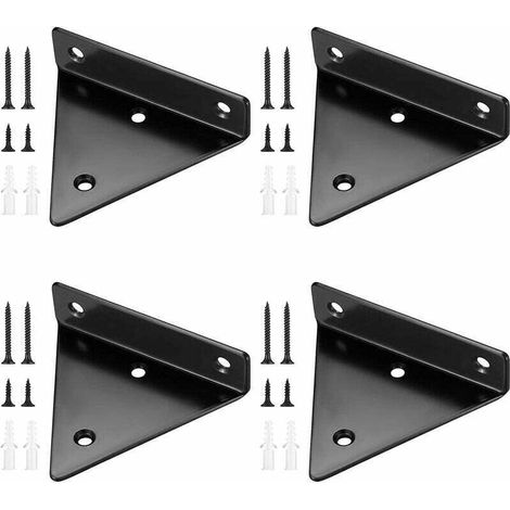 Aiperq 4 Pièces Supports d'étagère Flottants, Supports à Tablettes Muraux Triangulaires Invisibles, Equerre Etagere Murale Métal pour étagère