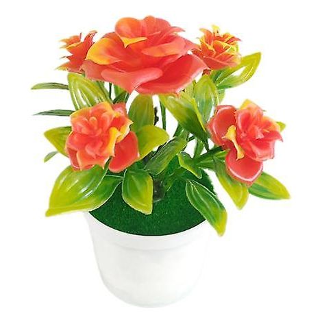Plante en pot, fleurs artificielles réalistes en plastique, pot de fleurs pour la maisonorange (1/4)