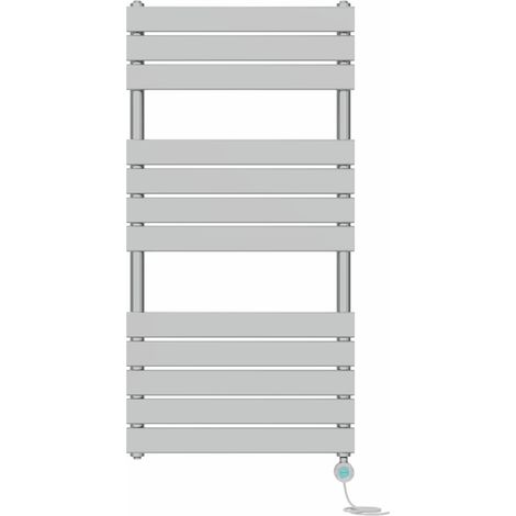 Pre-filled Electric Heated Towel Rail Radiator Flat Panel Thermostatic 1200x600mm Chrome (1/5)