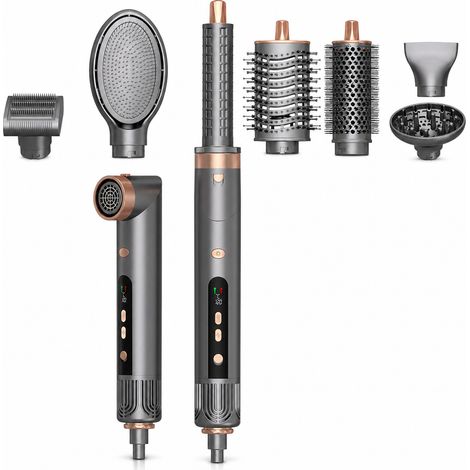 Appareil de coiffure à air chaud 7-en-1 avec écran numérique, gris, prise UK (1/5)