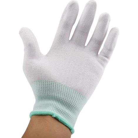 Waschbare, antistatische, rutschfeste Handschuhe mit PU-Beschichtung an den Fingern (Größe M) (1/3)