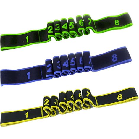 3Pcs Sangle d'Exercice et Yoga - Ceinture Avec 8 Anneaux, Bandes Élastiques de Résistance pour Pilates, Danse Latine et Fitness - Pour Adultes