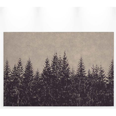 Tableau hiver forêt de sapin | Tableau noir & beige arbre pour chambre d'adulte | Tableau sur toile idéal couloir & bureau 0,9 x 0,6 m (1/5)