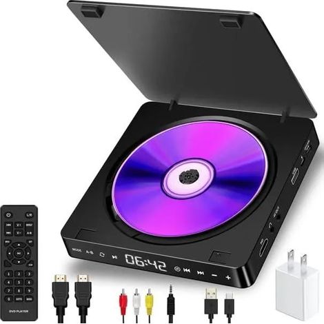 Lecteur DVD Portable Multi-format - HDMI AV USB - Lecture Région Libre 1 à 6 - Résolution 1080P - 1 Pièce (1/5)
