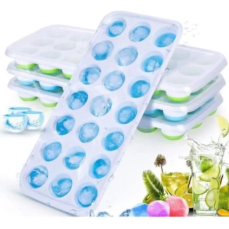 SEAU A GLACONS - RAFRAICHISSEUR Moule à Glaçons 4 PCS Bac à Glaçons en Silicone avec Couvercle pour Les Cocktails et Autres (1/4)