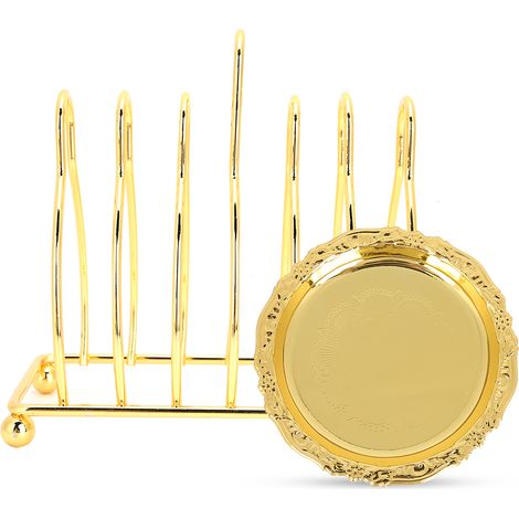 Sous-verre rétro en métal isolant, motif artisanal pour décoration intérieure (jaune) (1/5)