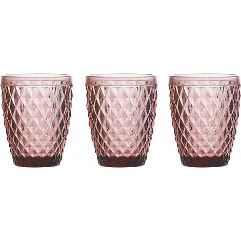 TOGNANA Set 3 Bicchieri Diamond Ciclamino Vetro Rosa