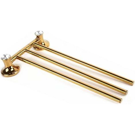 TrAdE Shop Traesio - Porta Asciugamani Tre Aste Supporto Per Bagno Da Muro Casa Dorato Oro Dgo-111 - (1/2)