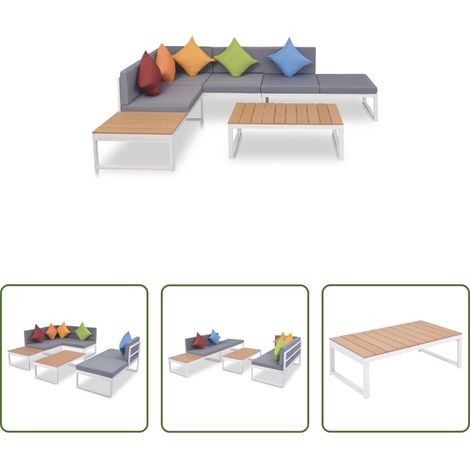 Gartenmöbel -  4-tlg. Garten-Lounge-Set mit Auflagen Aluminium und WPC (1/5)