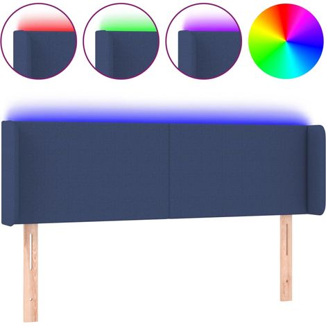 Maison Exclusive - Cabecero con LED de tela azul 147x16x78/88 cm (1/5)
