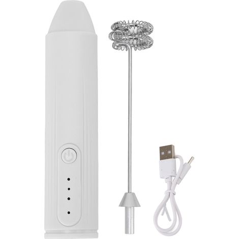 Mousseur à lait sans fil, mélangeur de boissons portatif, Rechargeable, pour mélanger le café, Milkshake, fouet blanc (1/5)