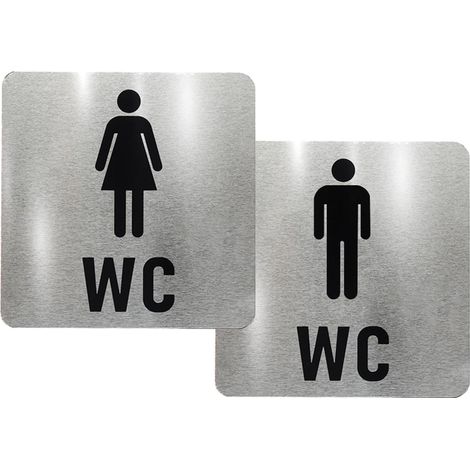 Plaque de porte toilette, Plaque de toilette adhesif, Signaletique Toilettes, Résistante aux Rayures et UV, Idéale pour Salle de Bain, Intérieur et Extérieur, señal adhesiva wc homme muje (1/5)